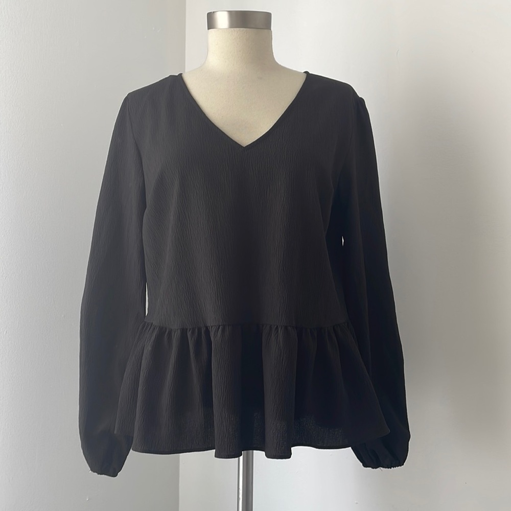 Nine West Long Sleeve Peplum Blouse Sz S